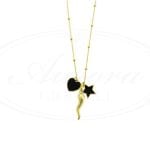 gioielli artigianali - aurora gioielli - Lucca - argento - Silver - idee regalo - collana porta fortuna - corno - stella nera - cuore nero