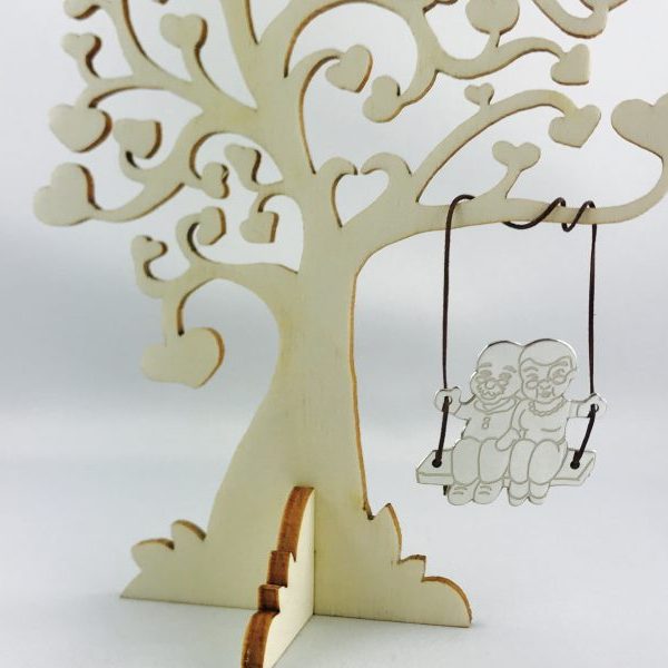 albero vita per i nonni legno e argento